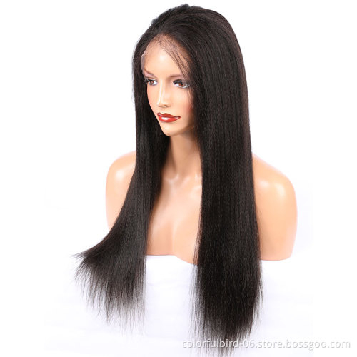 kinky straight 4*4 closure Wig Transparent Lace Wigs yaki Lace Front Human Hair Wigs 4*4 lace Brazilian human hair
